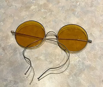 1910s-1920s Amber Tinted Willson Glasses Antique Wire Rims • $49.99