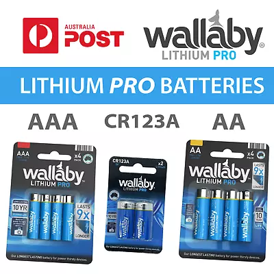 Size AA  AAA CR123A Wallaby Lithium PRO Batteries QTY DISCOUNTS- AUS FAST POST • $14.95