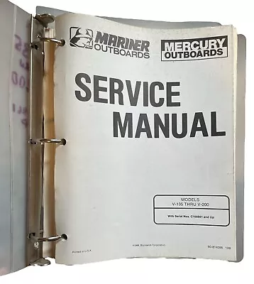 1988 Mercury Mariner Outboards V-135 Thru V-200 Models Service Manual 90-814098 • $44.99