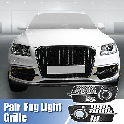 Pair Front Fog Light Honeycomb Type Grill Cover For Audi Q5 SQ5 S-Line 13-17 • £84.49
