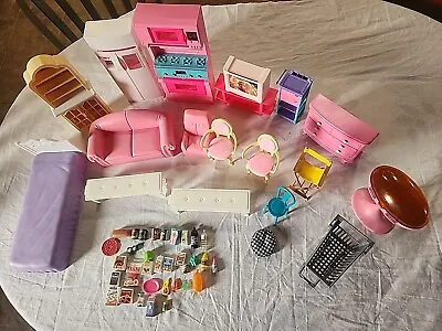 Vintage 1990's Barbie Doll Furniture Kitchen Food Playset Parts + • $35