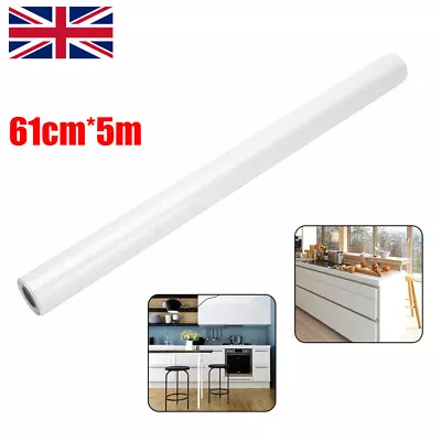 5M White Gloss Kitchen Unit Vinyl Cover Up Film Fablon Self Adhesive Vinyl UK • £7.19