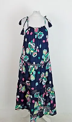 Women's M&S Dress Navy Floral Print Beachwear Halter Neck Dress NEW F2 • £12.99