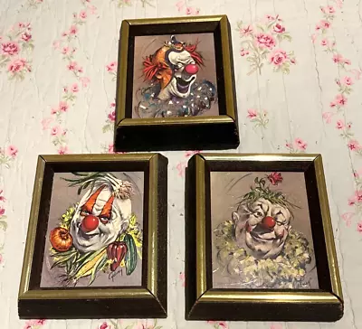 (3) Cydney Grossman - Signed Original Vintage Clowns Pastel 5.5  X 4.5  Framed • $148