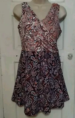 Lands End Women's Size 12 Mastectomy Chlorine Resistant Paisley Swim Dress EUC  • $48