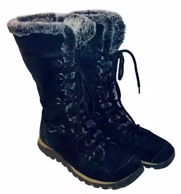 SKECHERS Women’s Grand Jams Snow Boot Black Leather Faux Fur Winter Size 10 • $21.86