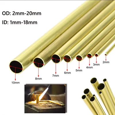 Brass Tube DIY Tube Round Diameter 2/3/4/5/6/7/8/10/14/16/20mm L300mm Brass Tube • $7.42