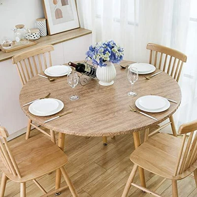 $14.46 • Buy Vinyl Fitted Round Tablecloth 100% Waterproof Oil Proof Table Cloth With Elastic