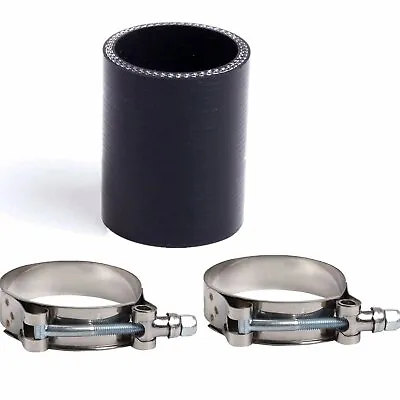 3  Inch Black Straight Silicone Coupler Pipe Intake Turbo W/ 2x T-Bolt Clamps • $8.95