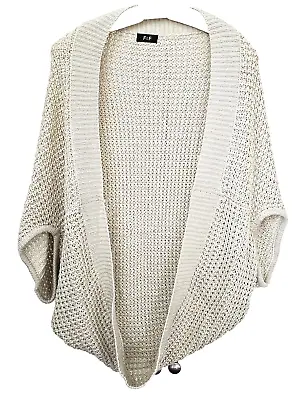 F&F Natural Colour Open Knit Short Sleeve Cocoon Cardigan Cover-up Size 18 • £4.99