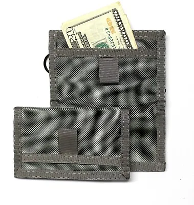 Ballistic Nylon Front Pocket Wallet With Hook And Loop Closure- Gray • $14.99