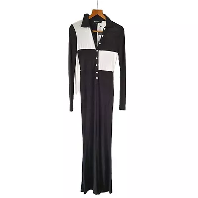 MOTEL Jumpsuit Womens UK 10 Salish Crepe Black White Long Sleeve BNWT RRP £56 • $20.13