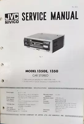 JVC - Nivico - 1350E & 1350 8 Track Car Stereo - Service Manual • $15