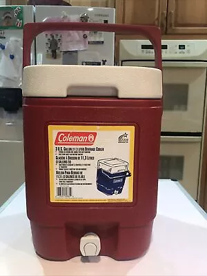 Coleman Usa Summer Water Jug Cooler 3 Gallons Red White Drink Spout Lock Lid • $109
