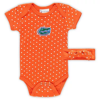 Girls Infant Orange Florida Gators Hearts Bodysuit & Headband Set • $29.99