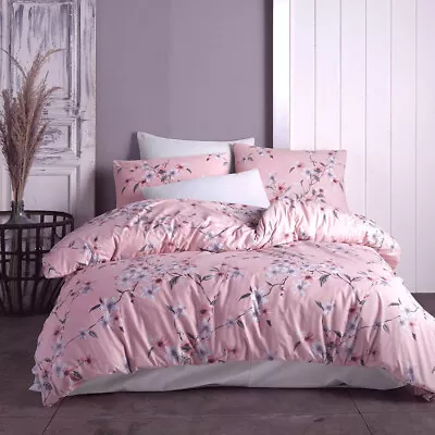 3-pc Bedding Set: TURKISH COTTON DUVET COVER + 2 PILLOW CASES PINK SAKURA • $51.95