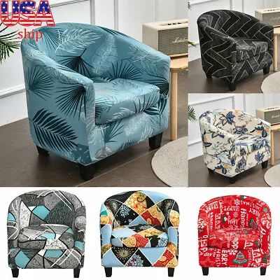 2-Piece Tub Chair Cover Club Chair Protector Printed Armchair Cushion Slipcover • $17.99