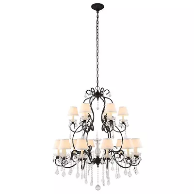 Large Vintage Bronze Crystal Chandelier Farmhouse Ceiling 24 Light Fixture 55 In • $2075.28