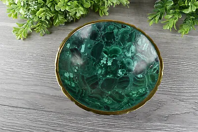 Round Malachite Dish Malachite Bowl From Congo  13.8 Cm   # 17390 • $58.45