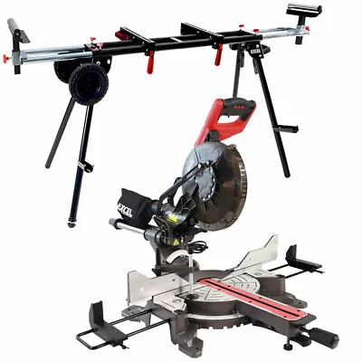 Excel Mitre Saw 255mm 10  Compound Sliding Double Bevel 2000W With Wheel Stand • £220