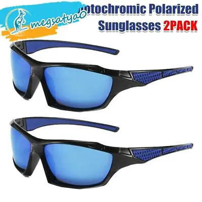 2 Pack Photochromic Polarized Sunglasses Sports Goggles Fishing Driving Glasses • $24.99