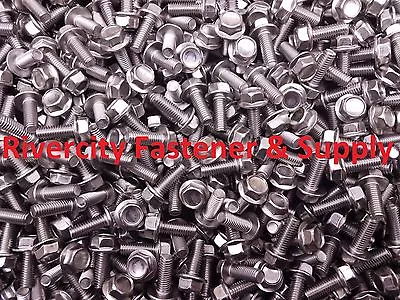(5) M6-1.0 X 16 / M6x16 Hex Flange Bolts DIN 6921 6mm X 16mm Stainless Steel • $8.88