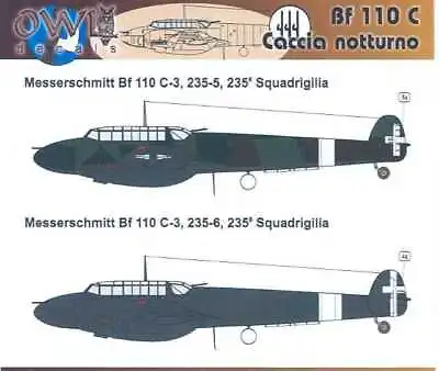 Owl Decals 1/32 CACCIA NOTURNO Italian Bf-110 Night Fighters • $8.99