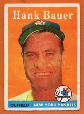 1958 Topps #9 Hank Bauer VG WRINKLE New York Yankees • $16