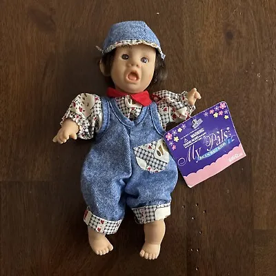 Vintage GiGo Toys My Pals Bean Bag Kids Vinyl Baby Doll 8  Blue Overalls • $13.99
