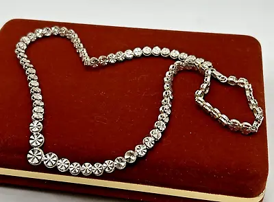 Vintage Beverly Hills Sterling Silver Diamond Cut V Shape Necklace 17.5” Signed • $50