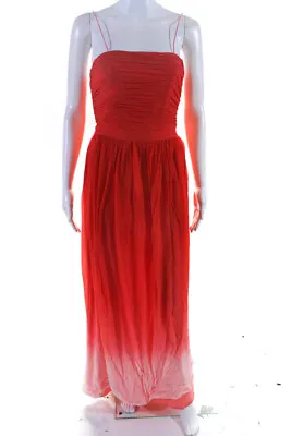 ERIN Erin Fetherston Womens Strapless Gradient Chiffon Maxi Dress Red Size 2 • $34.01