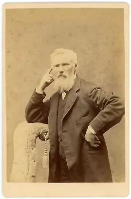 CIRCA 1890'S CABINET CARD Older Man White Beard Posing Canfield New Milford CT • $12.99