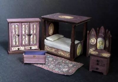 1/48th 1:48 Quarter Scale Dolls' House Tudor Bedroom Furniture ~Celia Mayfield • $93.25