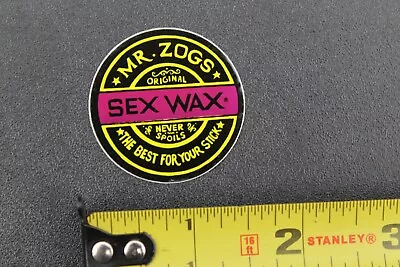 Mr Zogs Sex Wax Surfboard 80's Neon Yellow Burgundy SW1A Vintage Surfing STICKER • $14