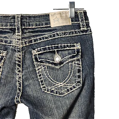 L.A. Idol Women Juniors Size 11 Jeans Crop Stretch Thick Stitching Rhinestones • $14