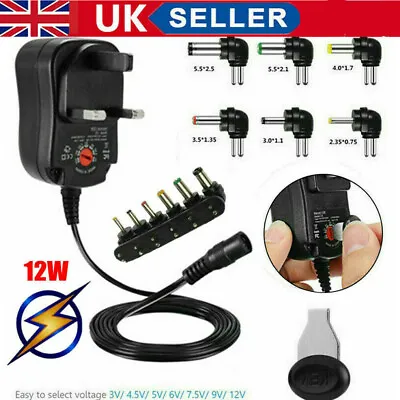£9.99 • Buy Universal 3-12V Adjustable Voltage Adaptor Charger AC/DC Power Supply Adapter FT