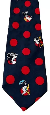 The Disney Store 100% Silk 58  Neck Tie Mickey Mouse Goofy Donald Duck Pluto • $11.50