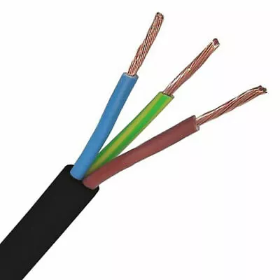 10 Meters Of 3183Y 1.5MM 3 CORE 13Amp Round Flex Black Flexible Cable  • £16.50