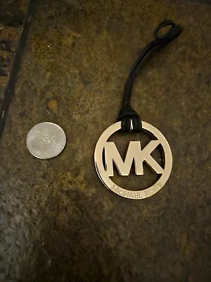 Michael Kors Gold Black Leather Mk Logo Purse Hang Tag Bag Charm Fob  • $9