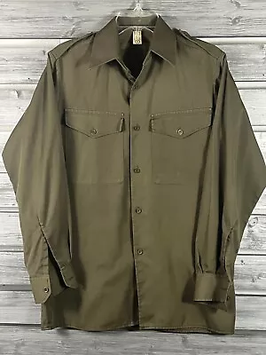 Vtg 1984 German Scharrer Long Sleeve Wool Shirt Mens 37/M Military Army Green • $20.09