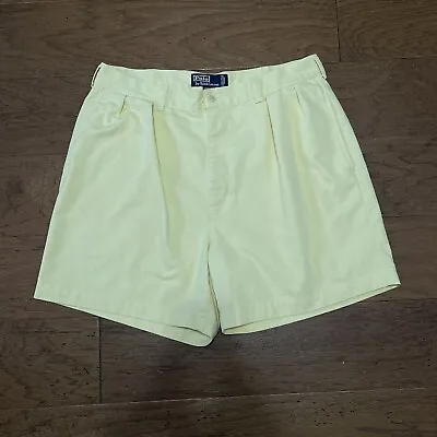 $22.94 • Buy Vintage 90s Polo Ralph Lauren Mens 35 Chino Pleated Andrew Shorts Yellow