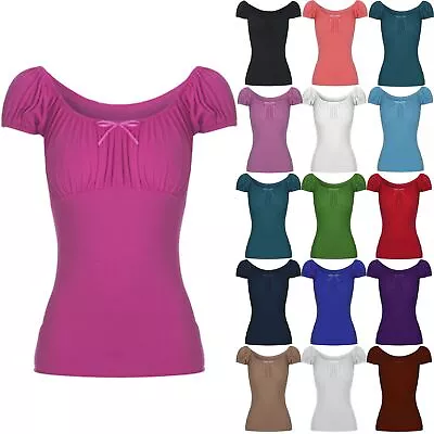 £5.99 • Buy New Womens Ladies Boho Ruched Off The Shoulder Bow Tie Knot Gypsy Vest Tee Top