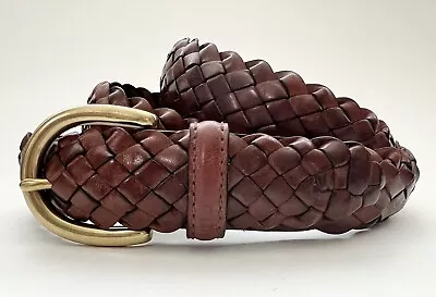 Coach Brown Braided Leather Belt 3712 Brass Buckle Size 38 • $29.99