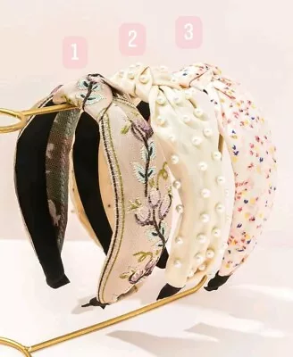£6.99 • Buy Women Girls Knot Headband Alice Band Pearl Pattern Embroidered Design Hairband 
