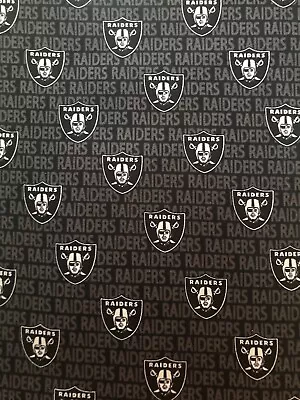 NFL Oakland Raiders Team Black Mini Fabric 100% Cotton 1/4 Yard (9  X 58 ) • $4.95
