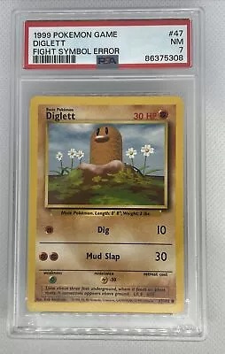 Diglett. Fight Symbol Error. Pokemon. 1999 Base Set. PSA 7 Near Mint • $59.99