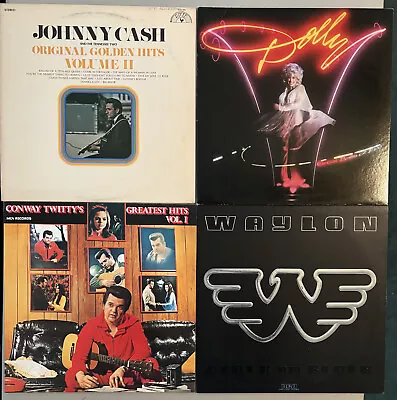 Lot Of 4 Vinyl LPs Johnny Cash Dolly Parton Conway Twitty Waylon Jennings • $10