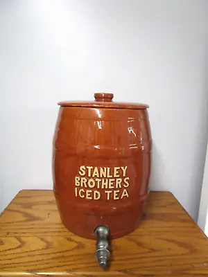Vintage Stanley Brothers Iced Tea Dispenser Ceramic Barrel Crock (Rare) • $125