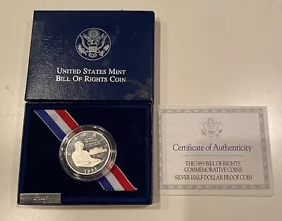 1993-S Bill Of Rights Commemorative Silver Proof Half Dollar With Box & COA • $9.99