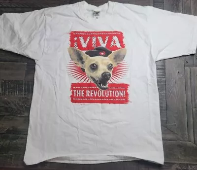 Rare Vintage 1998 Viva La Revolution Taco Bell Chihuahua White T-shir Size Large • $29.99